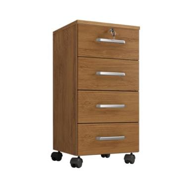 Imagem de Gaveteiro Escritório 4 Gavetas com Rodas - Organizador para Escritório Branco/Cinza/Preto 67x36x36cm(Freijó)