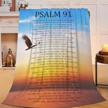 Imagem de Psalm 91 cobertor salmo 91 manta águia flanela merch aconchegante decoração de lã felpuda quente macio leve presentes para meninas mulheres homens meninos sofá 127 x 101 cm
