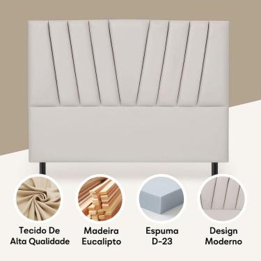 Imagem de Cabeceira Cama Box Casal 140 Cm Noah Em Suede Com Frame Cor:branco