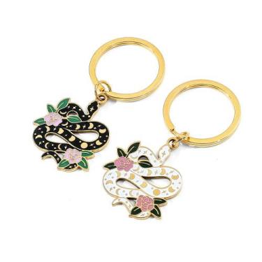 Imagem de Keychain Snake, pacote com 2 serpentes de metal esmaltado, mulheres e 