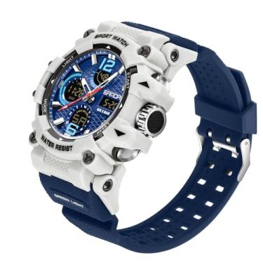 Imagem de MASTOP Relógio masculino grande, 5 ATM, esportes ao ar livre, militar, digital, transparente, multifuncional, resistente à água, alarme, cronômetro, LED, resistente, para treinamento, caminhada