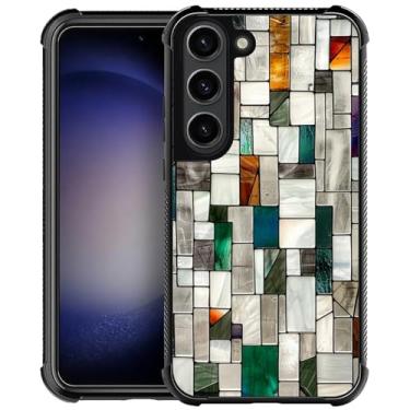 Imagem de CARLOCA Compatível com Samsung Galaxy S23 capa design para meninas à prova de choque anti-arranhões capa traseira rígida PC estética padrão colorido blocos de pedras de vitral