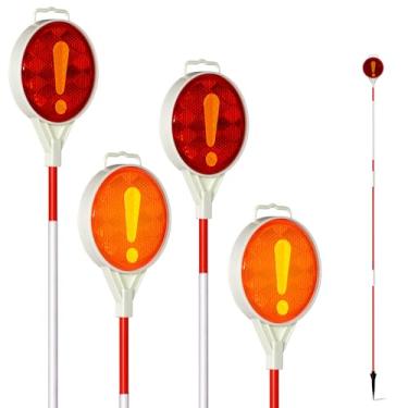 Imagem de PadPure Marcadores refletores de entrada de automóveis, refletores de entrada de garagem de fibra de vidro de 129,5 cm para entrada de arado de neve estacas dupla face alta visibilidade (4 peças)