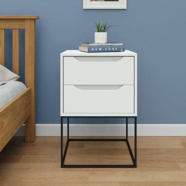 Imagem de Mesa de Cabeceira Celina com 2 Gavetas - Branco/Preto - IMPERADOR, Bra
