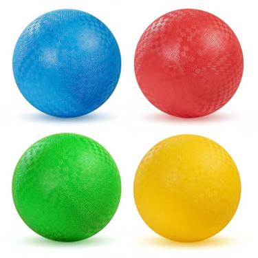 Imagem de INTOWIND Pacote com 4 bolas de playground – 21 cm para crianças ao ar livre Dodgeball Kickball Handebol com bomba de mão