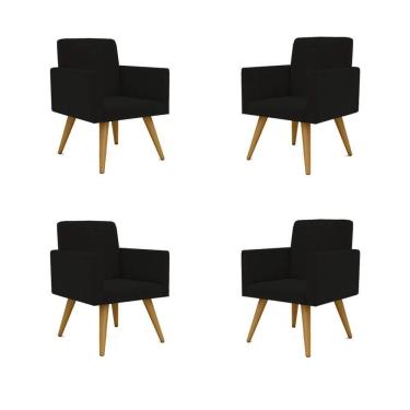 Imagem de Kit 04 Poltronas Nina Decorativa Para Recepção Balaqui Decor Cor:preto