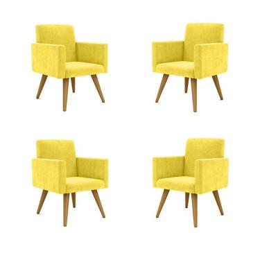 Imagem de Kit 04 Poltronas Nina Decorativa Para Recepção Balaqui Decor Cor:amarelo