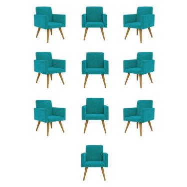 Imagem de Kit 10 Cadeiras Poltronas Decorativa - Escritório - Recepção Cor:azul-turquesa