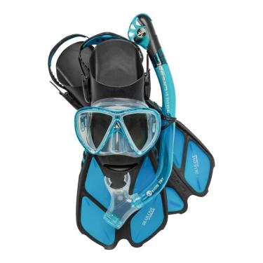 Imagem de Kit de Mergulho Máscara+Respirador+Nadadeiras Cressi Bonete Pro-Unissex