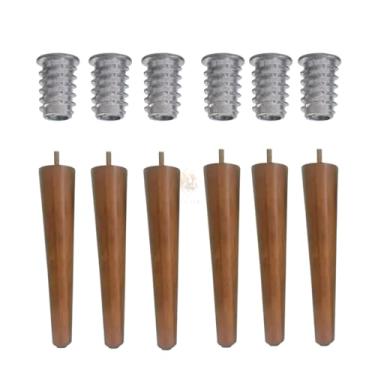 Imagem de Kit Pés Palito 25cm Madeira Para Móveis + Bucha Americana Sofá Poltrona Puff (Bucha Americana, Unidades, 1)