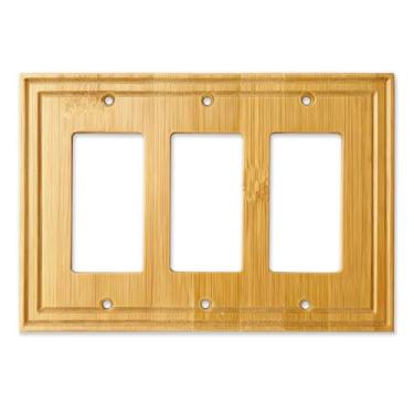 Imagem de Placa de cobertura para interruptor de luz de madeira 11,4 cm x 7 cm capas de placa de interruptor de madeira capas de tomada de madeira Woden placa decorativa de bambu decoração - L2