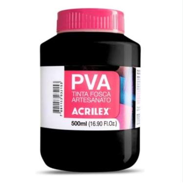Imagem de Tinta PVA Fosca Acrilex Preto 520 500ml para Artesanato Madeira MDF Gesso Cerâmica Papel Isopor – Alta Cobertura e Secagem Rápida