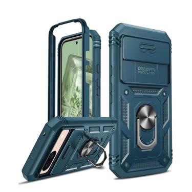 Imagem de LeYi Capa para Pixel-8A: capa para Google Pixel 8A com capa de câmera deslizante, capa de telefone de grau militar de corpo inteiro 360 com suporte para Google Pixel 8A, azul marinho