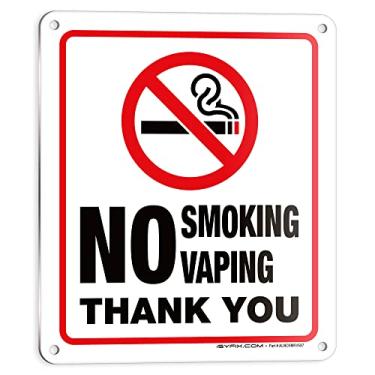 Imagem de iSYFIX Placa de proibição de fumar e não vaping – 1 pacote de 15 x 18 cm – 100% livre de ferrugem, placas de alumínio .040, laminadas para melhor resistência aos raios UV, clima, arranhões, água e