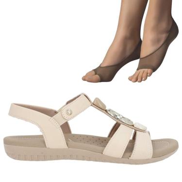 Imagem de Kit Sandália Usaflex Tresse Feminina + 2 Pares De Meias