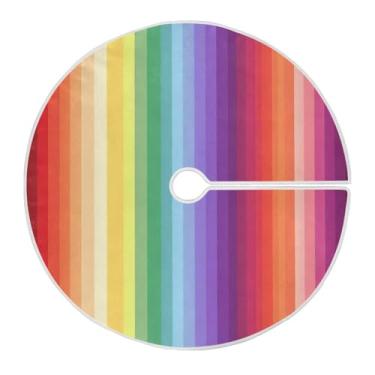 Imagem de Blueangle Saia para árvore de Natal com linhas coloridas de 120 cm - poliéster macio e resistente a rugas, decoração de férias para festas de Natal, árvore festiva e decoração de casa (629)