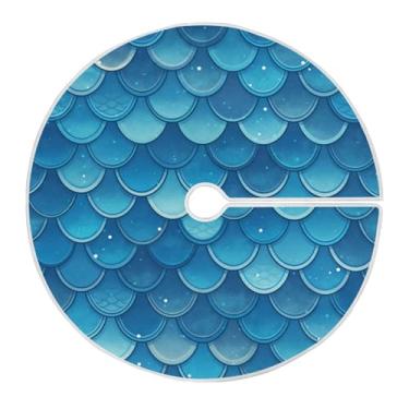 Imagem de ATTX Saia de árvore de Natal com escamas de sereia azul 129 cm, decoração festiva para festas de Natal e Ano Novo #881