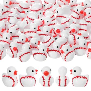 Imagem de GGSTDDUP 50 peças mini patos de beisebol animais de resina, mini patos de beisebol, miniaturas em miniatura, esportes, patos de resina, para atividades na praia, carnaval, jardim, paisagem, acessórios