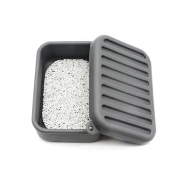 Imagem de Estojo de sabão de viagem de silicone com tampa de vedação profunda e almofada de drenagem, suporte de sabonete em barra à prova de vazamento para acampamento, academia, banheiro, artigos de higiene