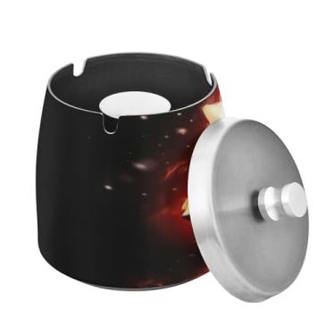 Imagem de Blueangle Cinzeiro de lobos com fogo com tampa para cigarros, à prova de vento/chuva, aço inoxidável, sem fumaça, inodoro, cinzeiro para uso interno ou externo (550)