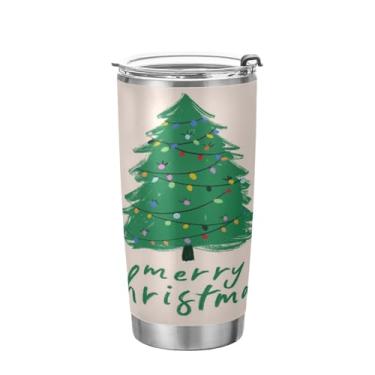 Imagem de KEEPREAL Copo de aço inoxidável com tampa para árvore de Natal com luzes coloridas, 590 ml, isolamento a vácuo, parede dupla, frasco de viagem para bebidas quentes e frias, copo de gelo, café #547