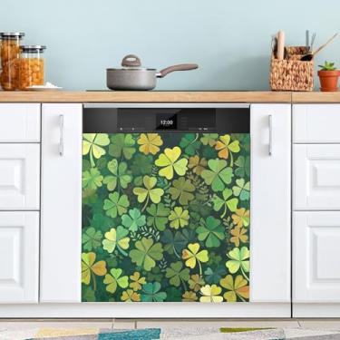 Imagem de ATTX Capa magnética para lava-louças Green Clovers, 58,4 cm C x 66 cm A, decoração da capa da máquina de lavar louça, decalques de armário doméstico e eletrodomésticos adesivos #32