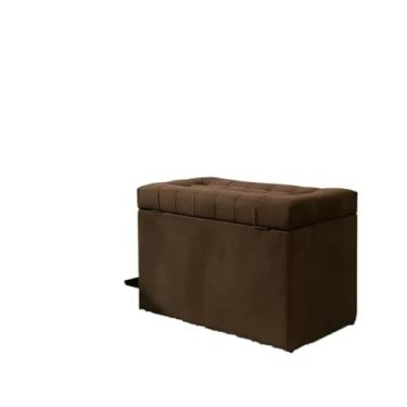 Imagem de Puff Baú Decorativo Estofado C/pistão á gás 68 cm 100% MDF(MARROM,Rodizios c/travas)