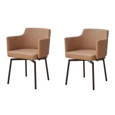 Imagem de HGTRH Conjunto de 1 2 4 e 6 cadeiras de jantar, estilo moderno de meados do século, cadeira de cozinha giratória, à prova d'água, couro sintético, cadeiras para sala de jantar com design mais amplo e