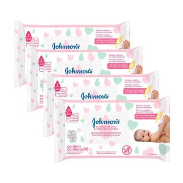 Imagem de Kit 4 Lenços Umedecidos Johnson's Baby Extra Cuidado 96 Unidades - JXJ
