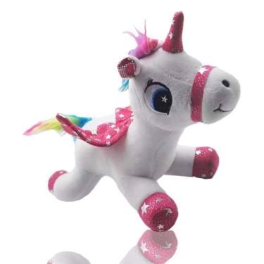 Imagem de Boneca de brinquedo de pelúcia Unicórnio Cavalo com 20 cm de altura