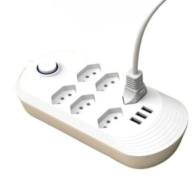 Imagem de Régua Extensão 6 Tomadas E 3 Entradas USB Bivolt 110v/220v(6 Tomadas /3 USB)