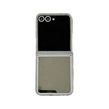 Imagem de Capa espelhada de luxo cravejada de diamantes para Samsung Galaxy Z Flip 5 6 7 5g Flip7 Fe Flip6 com carregamento magnético (para Galaxy Z Flip5/5)
