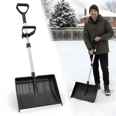 Imagem de Lanties Pá de neve para entrada de garagem, remoção de neve de inverno de 118 cm, com alça dupla de plástico e pá de 40 cm de largura, tira ergonômica de alumínio leve para uso em casa, calçada