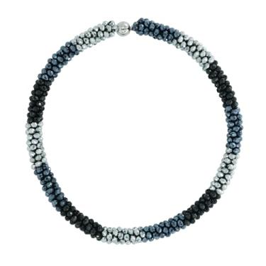 Imagem de Esbbela Colar de contas atadas à mão, gargantilha de cristal artificial para mulheres - fio de contas feito à mão com contas brilhantes Rondelle-43 cm, preto/vermelho/marrom, 17-18 inch, Cristal