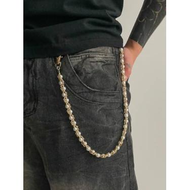 Imagem de Corrente de cintura dupla camada calça bolsa de corrente charmosa masculina moda boho tops para mulheres, presentes de amizade para mulheres, presentes de Natal para dia dos namorados, Medium, latão