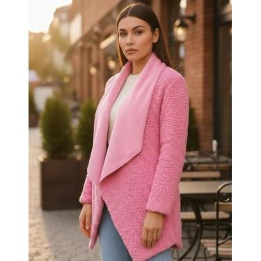Imagem de Casaco Feminino Pontas Fleece Térmico Ultra Leve Zanca Modas, M, Rosa,