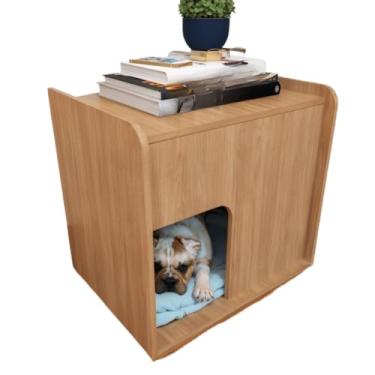 Imagem de Mesa de Cabeceira Cama Pet, Para Cães, 45x45x40 cm, Design Moderno e Confortável, Colchãozinho, criado mudo,mesinha de cabeceira(Amadeirado)