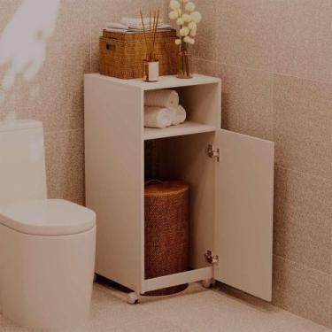 Imagem de Armario Organizador Cesto De Roupas Para Banheiro com Rodinha Multiuso