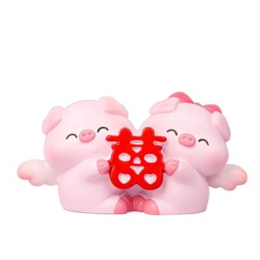 Imagem de Escultura de animais, desenhos animados, miniaturas criativas, estatueta de mesa, enfeite de mesa de porco, armário de estátua de porco de resina (estilo 2)