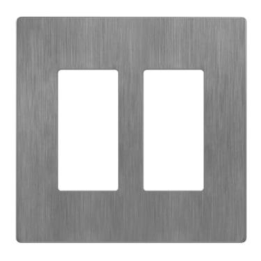 Imagem de LIDER Capa de interruptor decorador de acabamento escovado, placa de parede sem parafusos, tamanho médio 2 gangs 12,4 cm x 12,5 cm, termoplástico de policarbonato inquebrável, certificado UL, LSWP