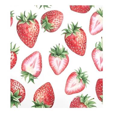 Imagem de Qilmy Capa magnética de morangos e flores para máquina de lavar louça, 58 x 66 cm, capa decorativa para geladeira para porta frontal, adesivo, máquina de lavar, painel de geladeira, decalque para