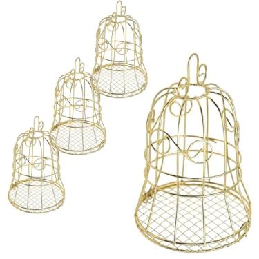 Imagem de Saihisday Pote de doces de sino de Halloween com 4 embalagens, caixas de arame dourado, caixa de doces de sino banhada, caixas de doces para decoração de mesa de festa de aniversário de casamento