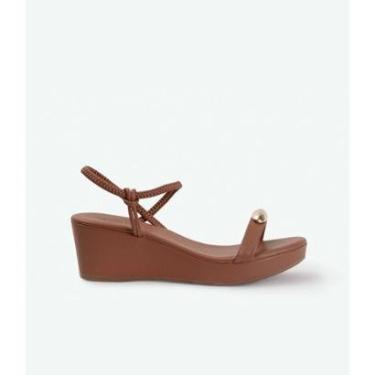 Imagem de Sandália salto anabela com detalhes na tira Marrom - 39-Feminino