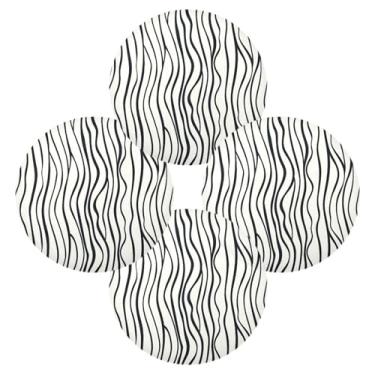 Imagem de Wassud Jogo americano conjunto de 4 tapetes redondos de linha preta para cozinha e jantar, tapetes laváveis e resistentes ao calor, decoração de mesa 39 cm