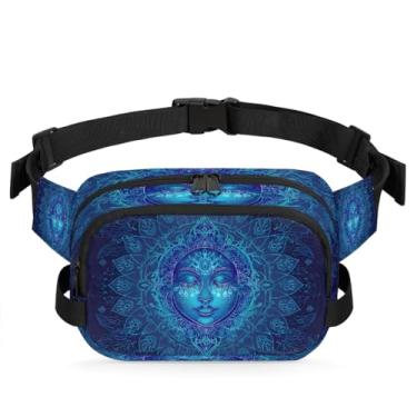 Imagem de Pochete floral mandala boho ciano para mulheres e homens com alça ajustável bolsa de cinto bolsa transversal bolsa de peito bolsa tiracolo bolsa tiracolo, Cor 4