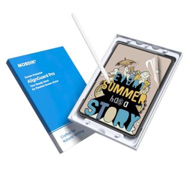 Imagem de MOBDIK Protetor de papel de 2 peças compatível com iPad Pro 13 polegadas 2024 M4, projetado para escrita natural, menos reflexão, instalação AlignGuard Pro