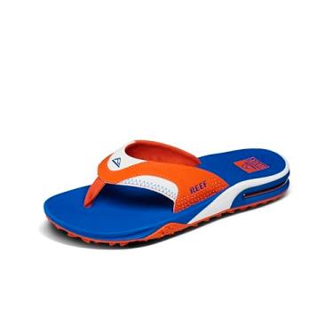 Imagem de REEF Chinelo Fanning masculino para abrir garrafas, Laranja/azul, 39