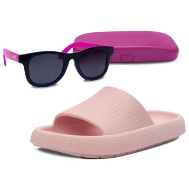 Imagem de Kit Pópidi Infantil Sandália Chinelo Slide Nuvem + Óculos Menina-Feminino