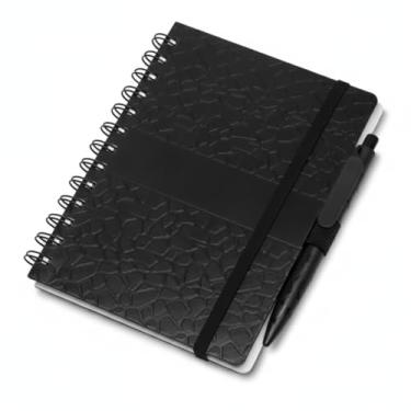 Imagem de Caderno de Anotações Espiral com Caneta e Fecho Elástico – Preto