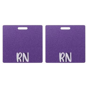 Imagem de PATIKIL Porta-cartões RN para crachá RN, 2 peças de porta-cartão de identificação com glitter, etiqueta de identificação de nome horizontal, acessórios para mulheres, colegas de trabalho, presentes de